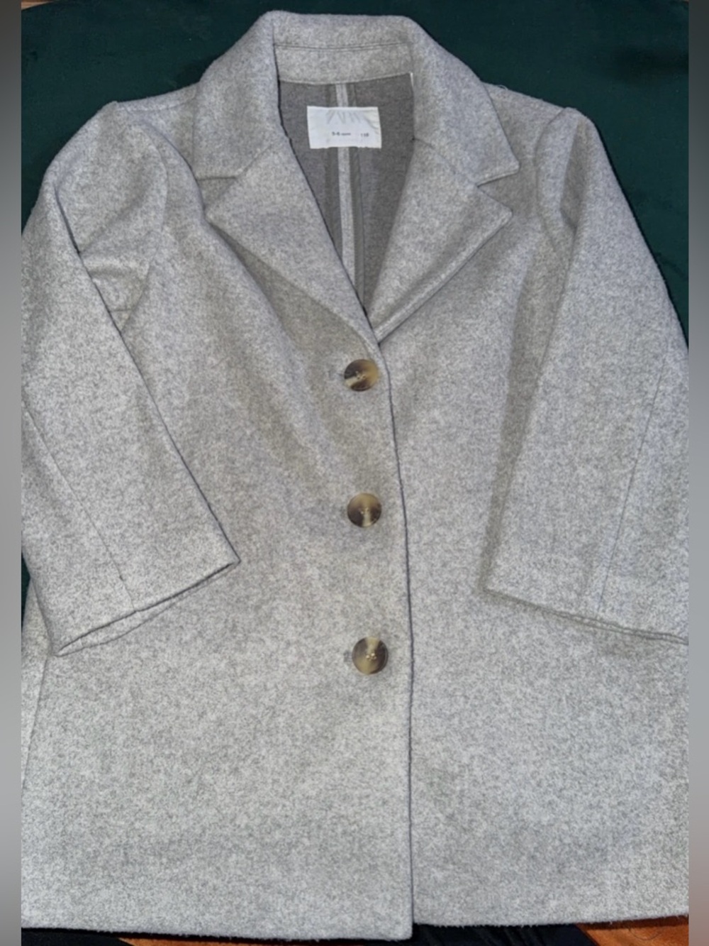 Zara Gray Wool-Blend Single-Breasted Pea Coat
